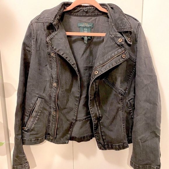 🌷RALPH Lauren🌷 Dark Denim Asymmetrical Zipper Jacket   - Picture 11 of 12